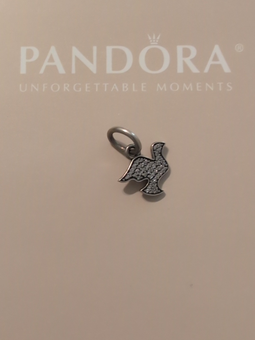 Pandora Silver Dove Charm with Clear CZ Stones